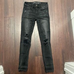 American Eagle Black Ripped Skinny Jeans